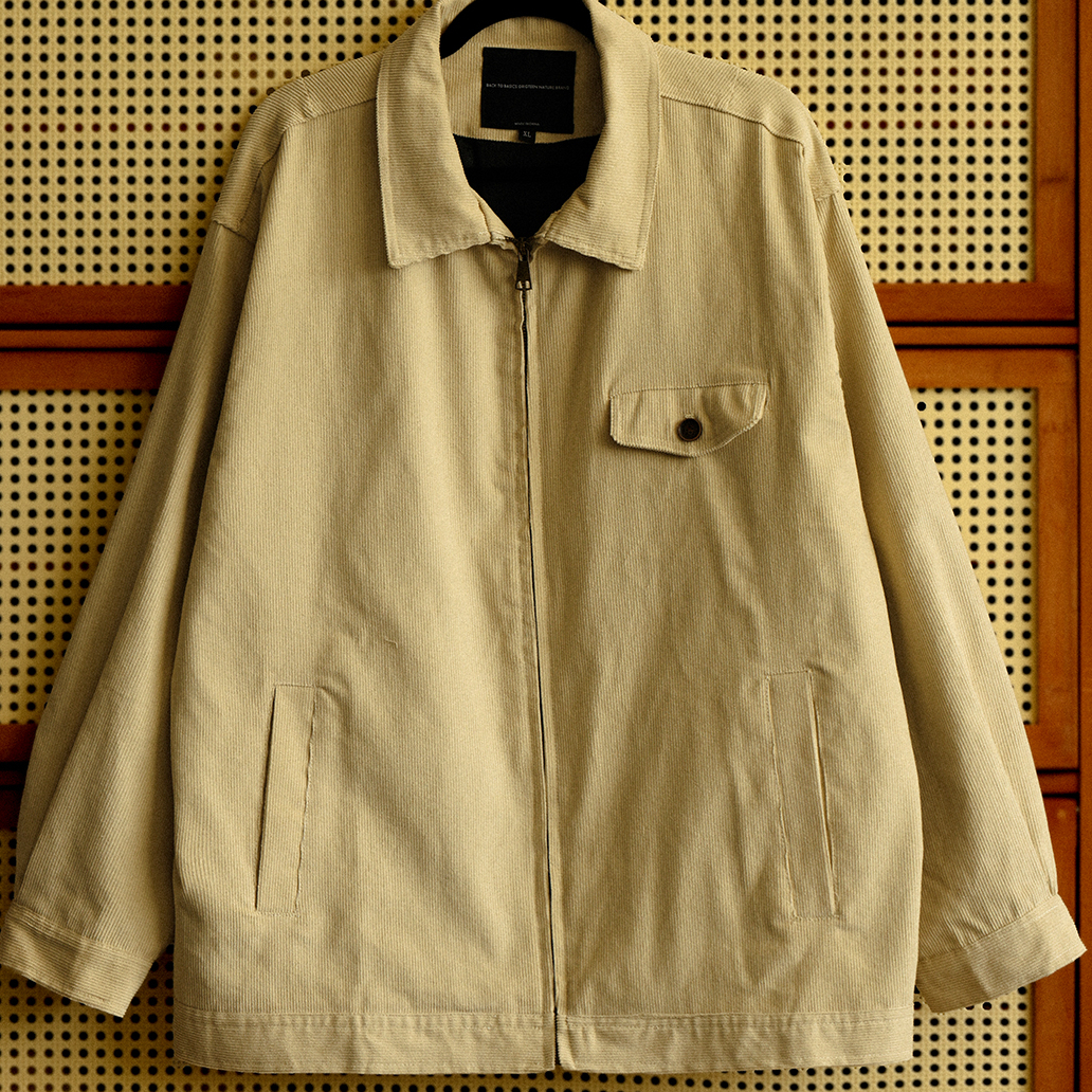 American Retro Men'S Loose 360g Lapel Corduroy Jacket