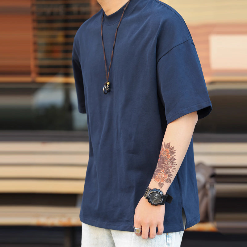 American style 230g men's loose casual wrinkle resistant short sleeved T-shirt