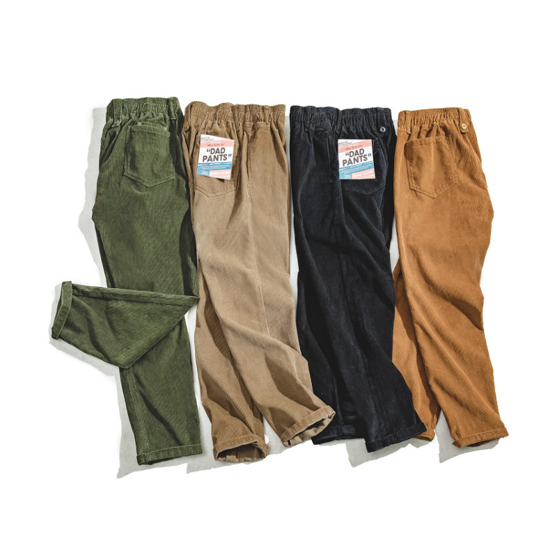 Maden American style antique casual pants, corduroy pants, straight leg wide leg loose pants