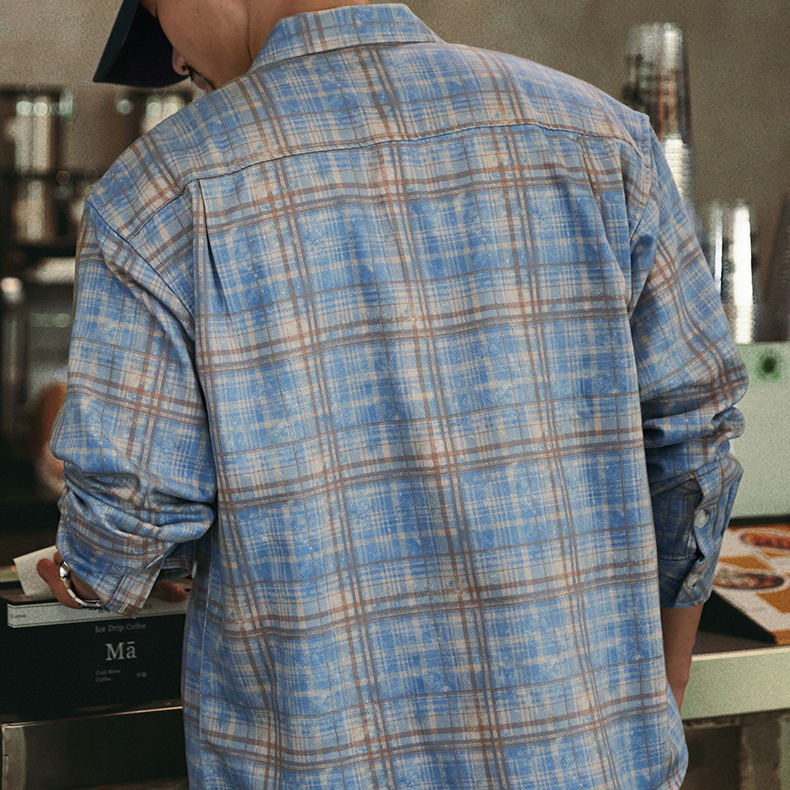 American Retro Checkered Men'S 2025 Autumn New Loose Long Sleeved Shirt