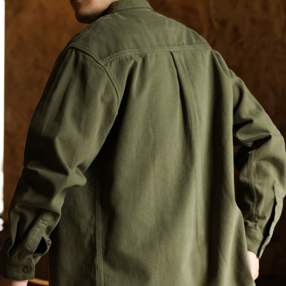 Meide La color washed pure cotton layered outer layer long sleeved shirt jacket