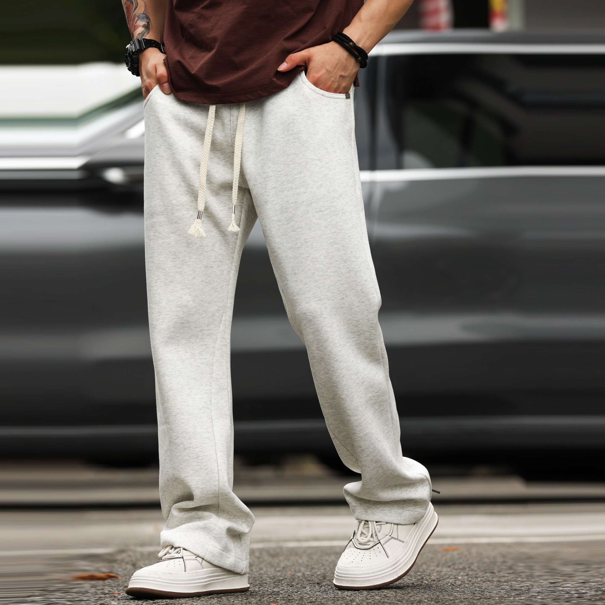 American Style Minimalist Drawstring Wrinkle Resistant Versatile Sports Straight Leg Casual Pants