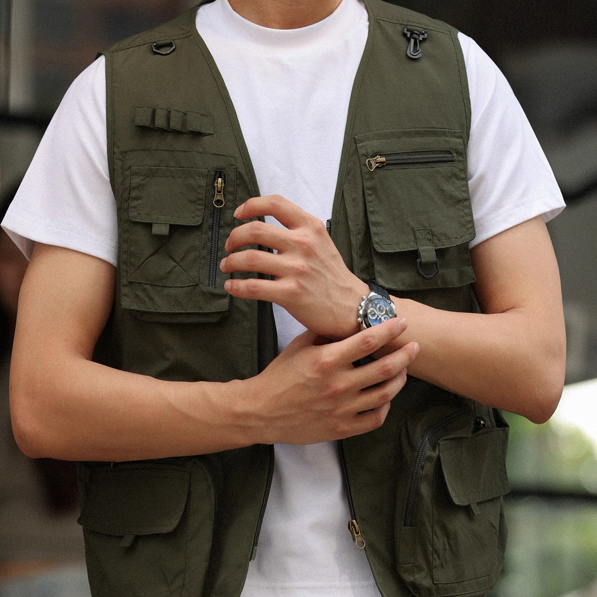 American outdoor men's multi pocket breathable photography tactical vest