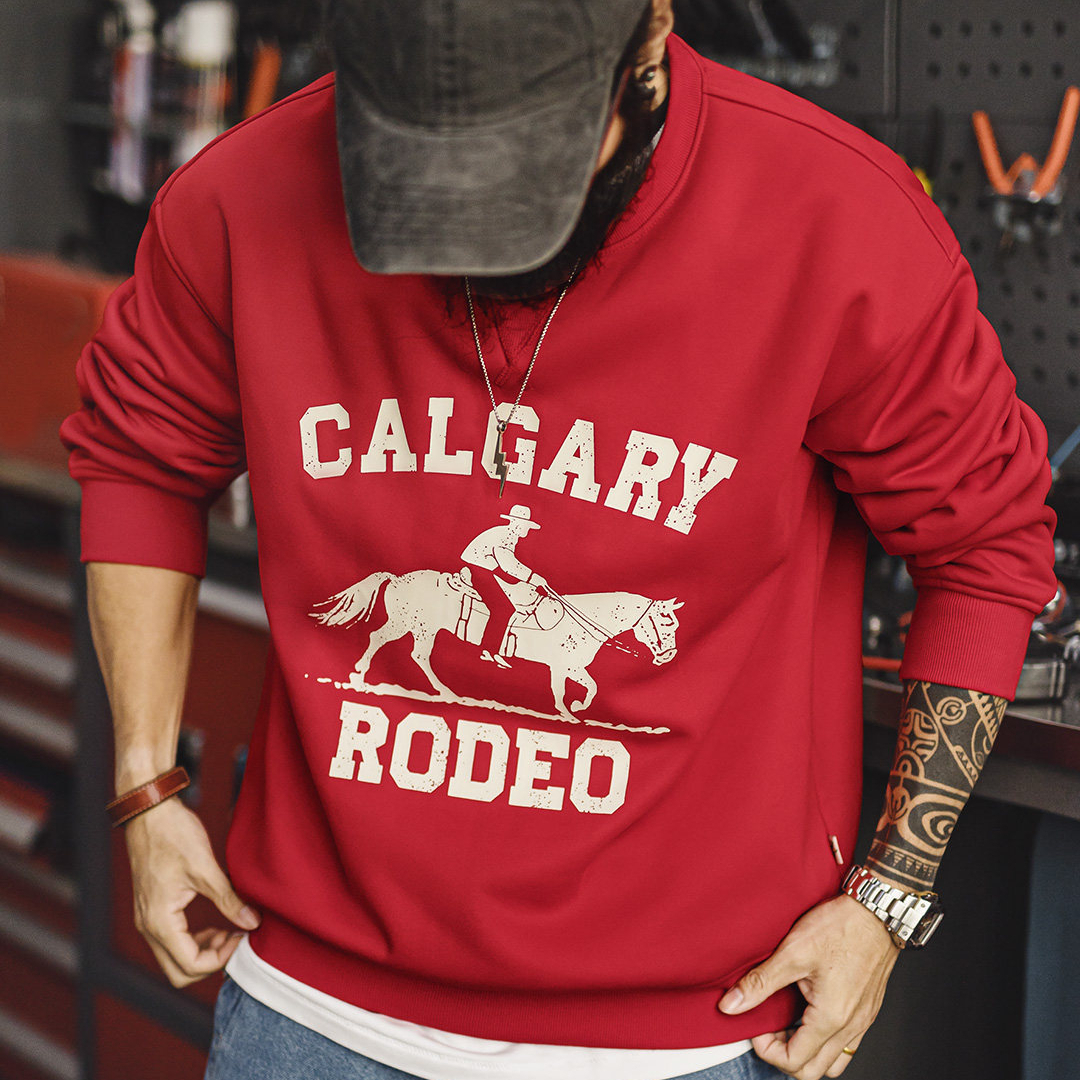 American Year of the Horse limited edition red hoodie with plush printed warm round neck T-shirt