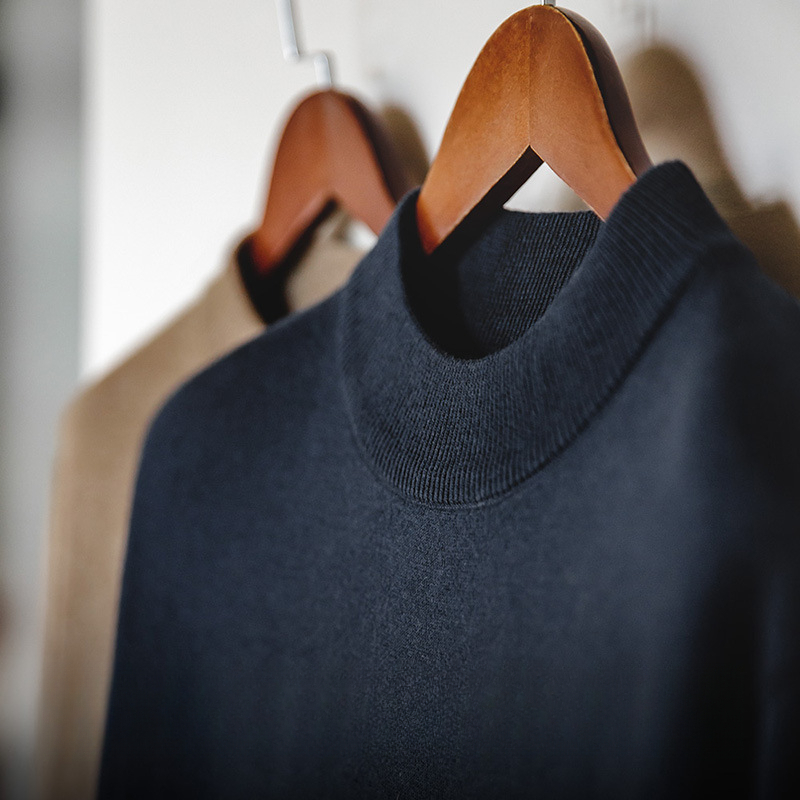 MADEN Casual Basic Style Mock Neck Sweater Thermal Head Cover Knitted Bottoming Shirt