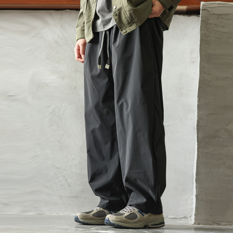 Casual Draped Sweat Lounge Pants Loose Pleated Outdoor Woven Vintage Drawstring Pop Pants