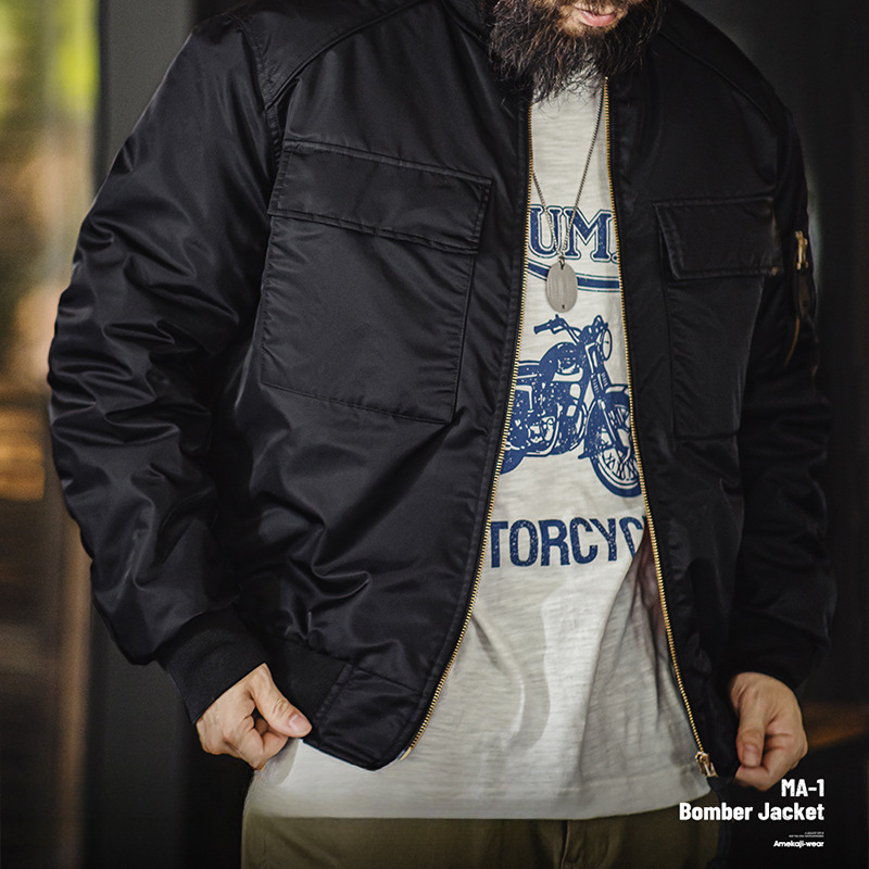 Maden vintage MA1 pilot cotton jacket military style thick baseball uniform coat