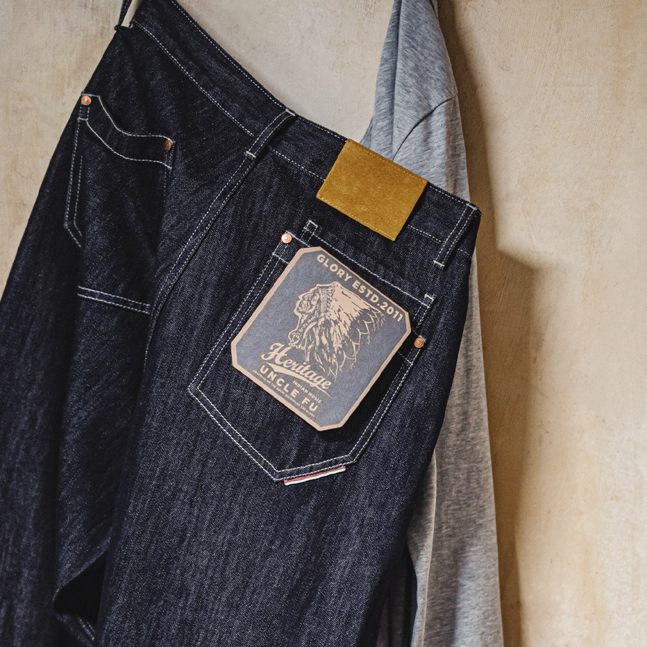 American Retro Original Cowhide Washed Straight Denim Casual Jeans