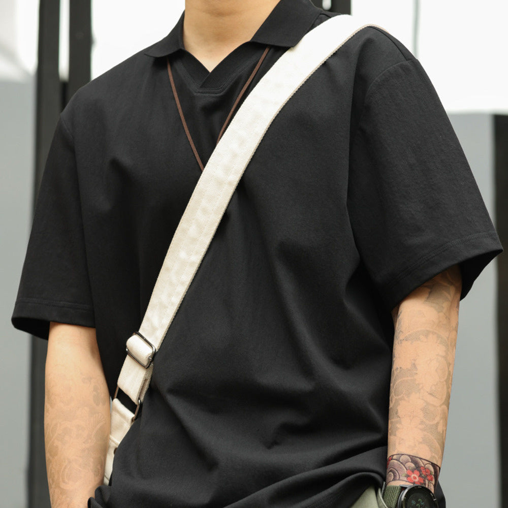 Summer 200g men's cleanfit loose commuting seagull collar polo shirt