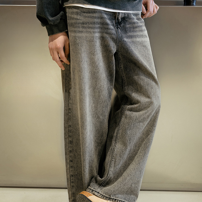 Retro washed men's loose straight leg casual pants