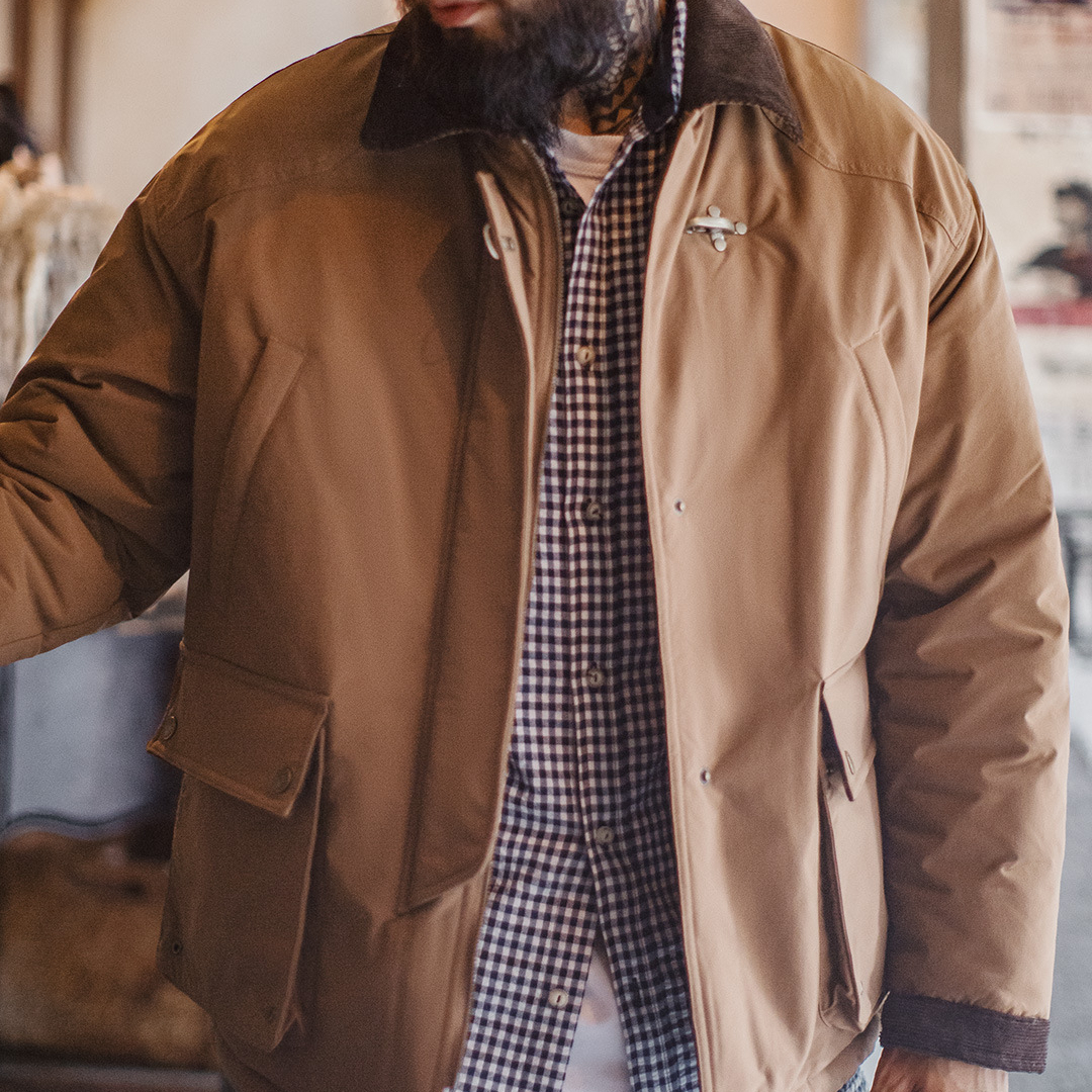 American Retro Coffee Colored Hunting Suit Corduroy Patchwork Barn Style Jacket