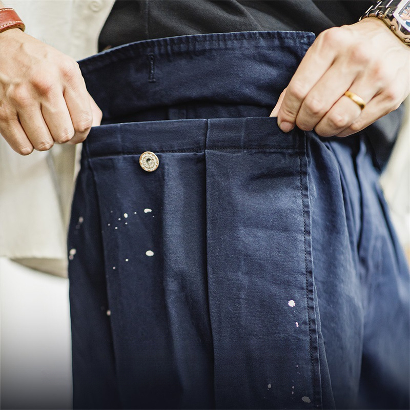 Maden made vintage ink double knee parachute pants oversized loose straight leg casual pants