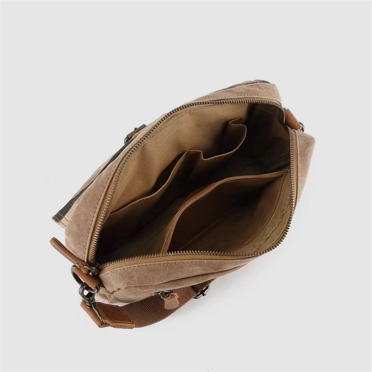 American retro men's camouflage oil wax canvas casual crossbody bag