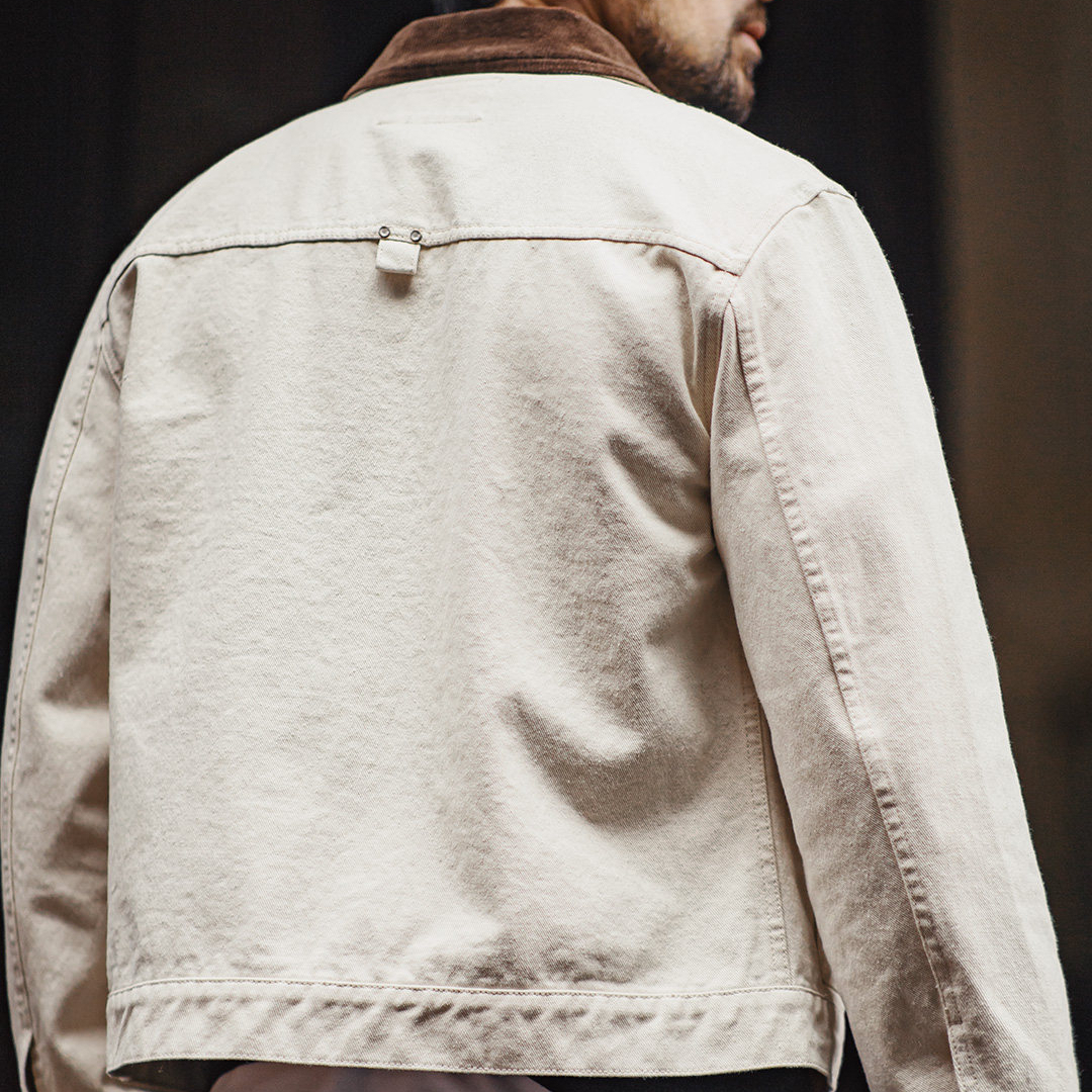 American Cotton Seed Shell J22 White Lapel French Corduroy Collar Jacket