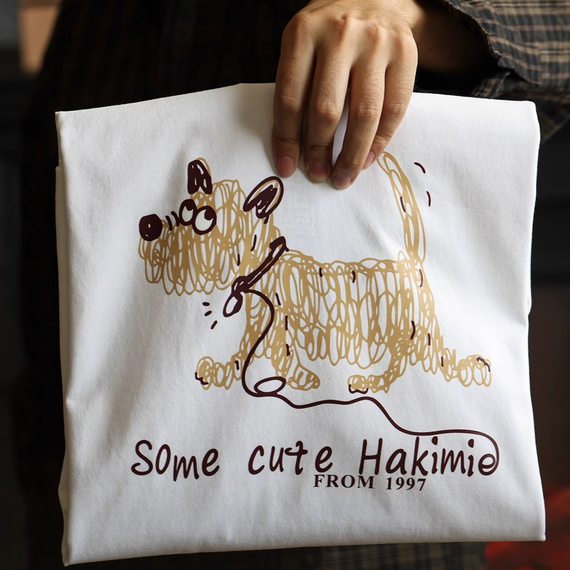 American Casual Line Graffiti Puppy Male 260g Cotton Long Sleeved T-Shirt