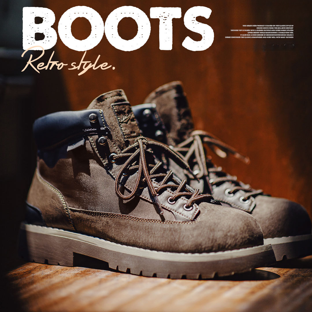 Men'S Autumn And Winter American Retro Mid Top Leather Thick Soled Martin Boots