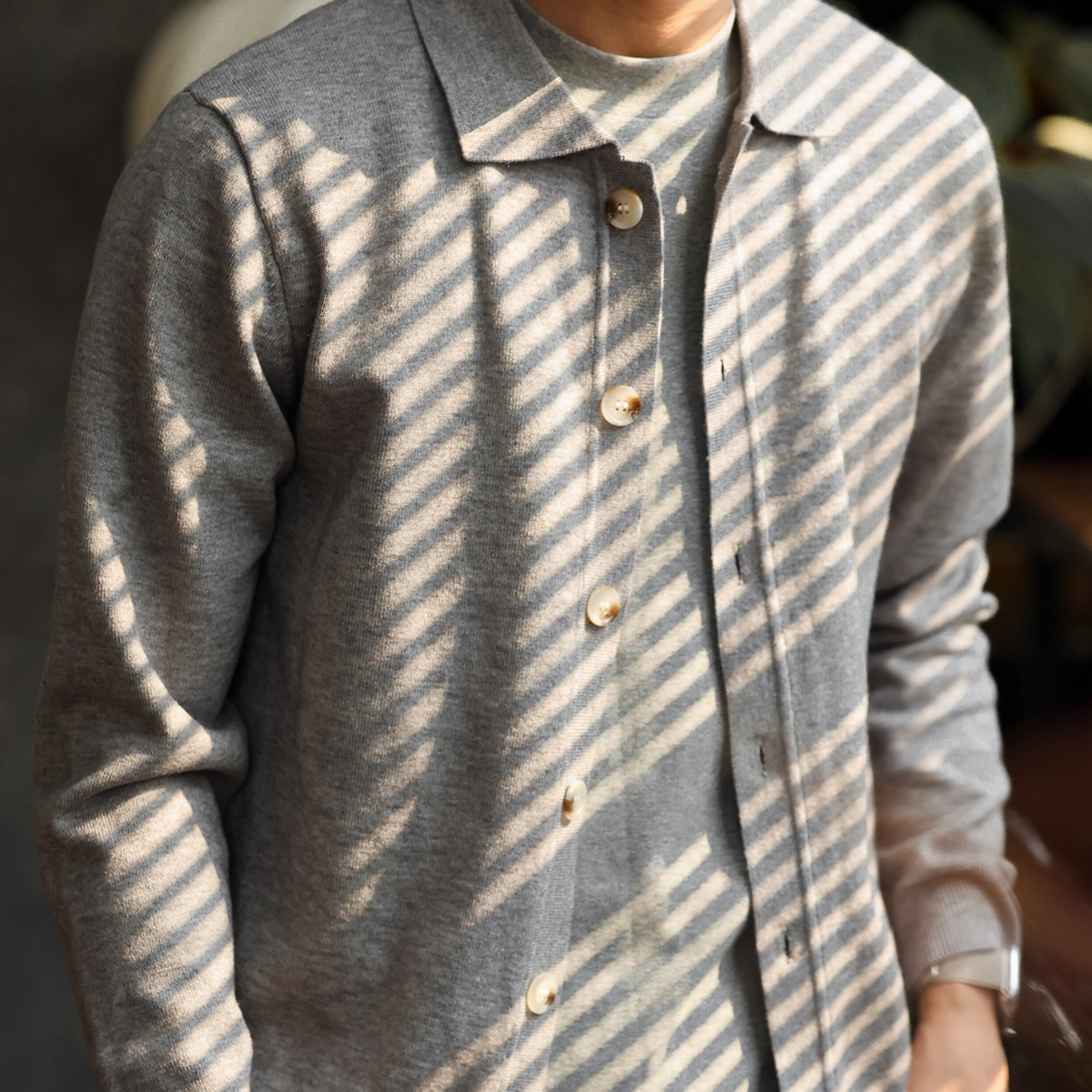 American Casual Knitted Cardigan Men's 12 Needle Single Breasted Lapel Thin Sweater Jacket