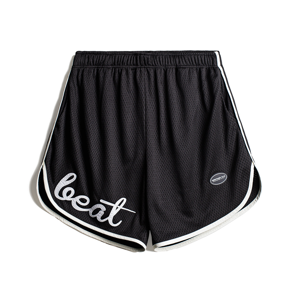 American black double-layer mesh basketball style breathable beach shorts