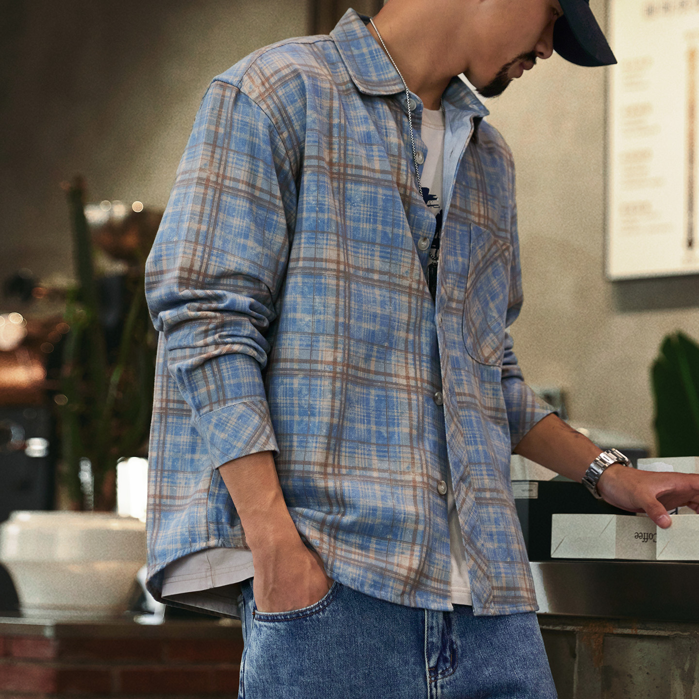 American Retro Checkered Men'S 2025 Autumn New Loose Long Sleeved Shirt