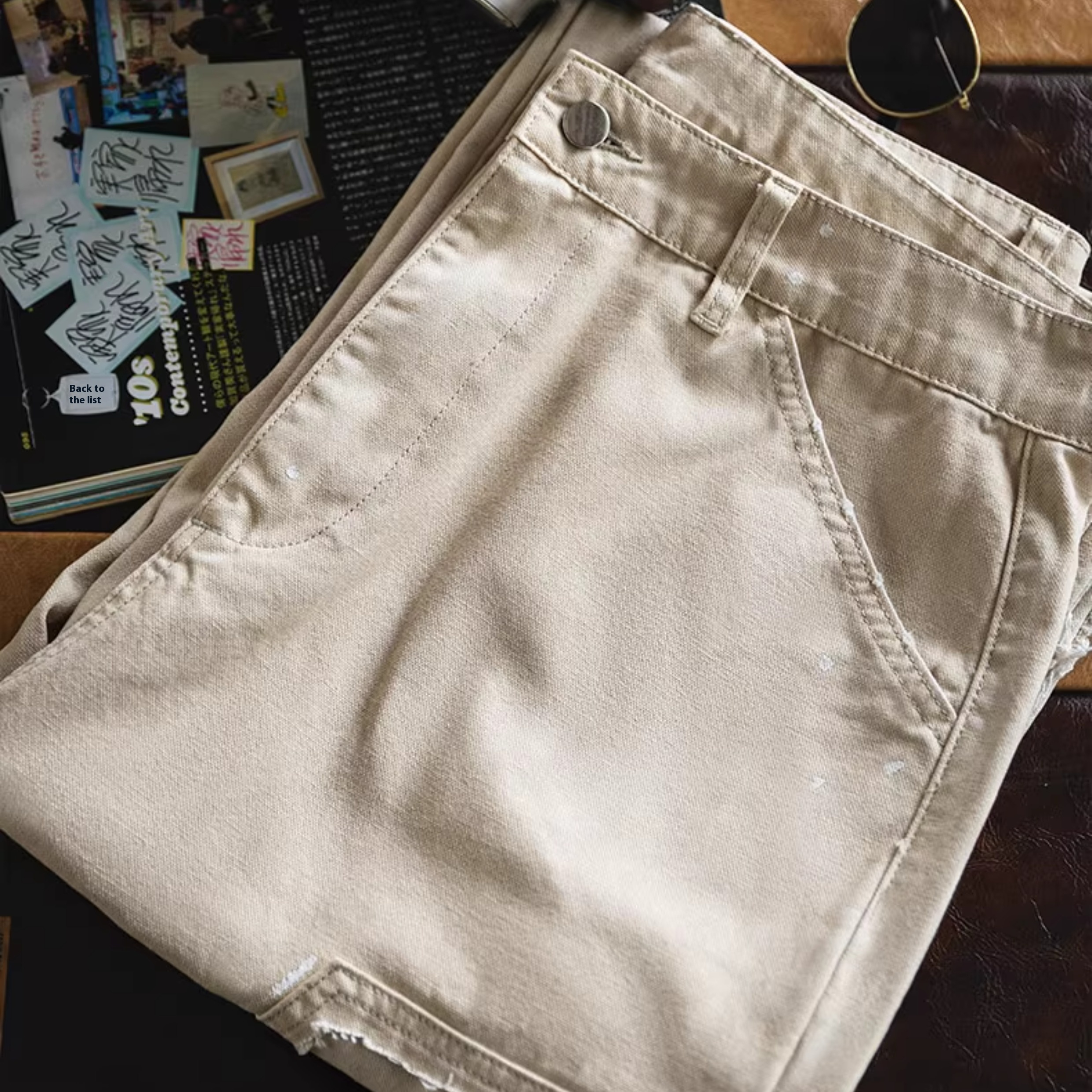 Japanese perforated canvas straight leg casual lumberjack pants