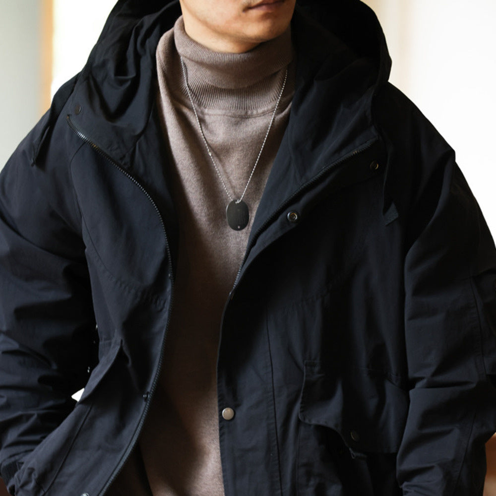 Retro mountain style workwear jacket, loose sports large pocket windpr