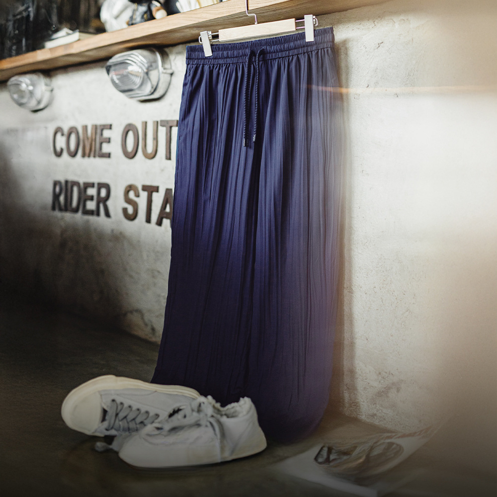 Japanese pleated casual thin breathable drawstring hanging pants