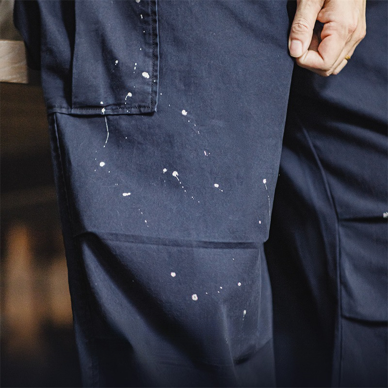 Maden made vintage ink double knee parachute pants oversized loose straight leg casual pants