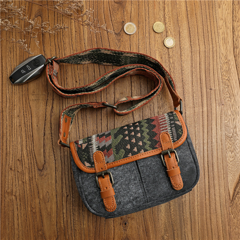 Retro Ethnic Style Embroidered Special-Interest Design Crossbody Canvas Bag