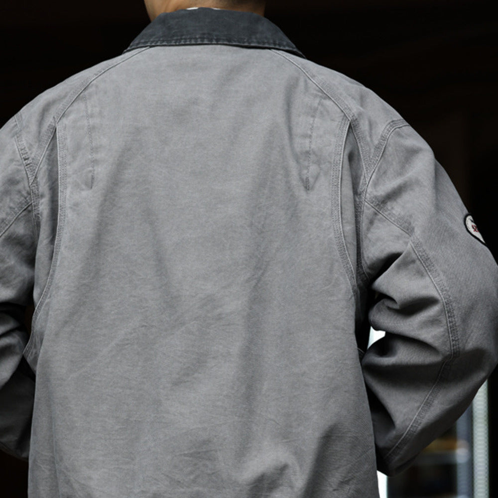 Detroit jacket silhouette washed off pure cotton lapel contrasting casual loose jacket