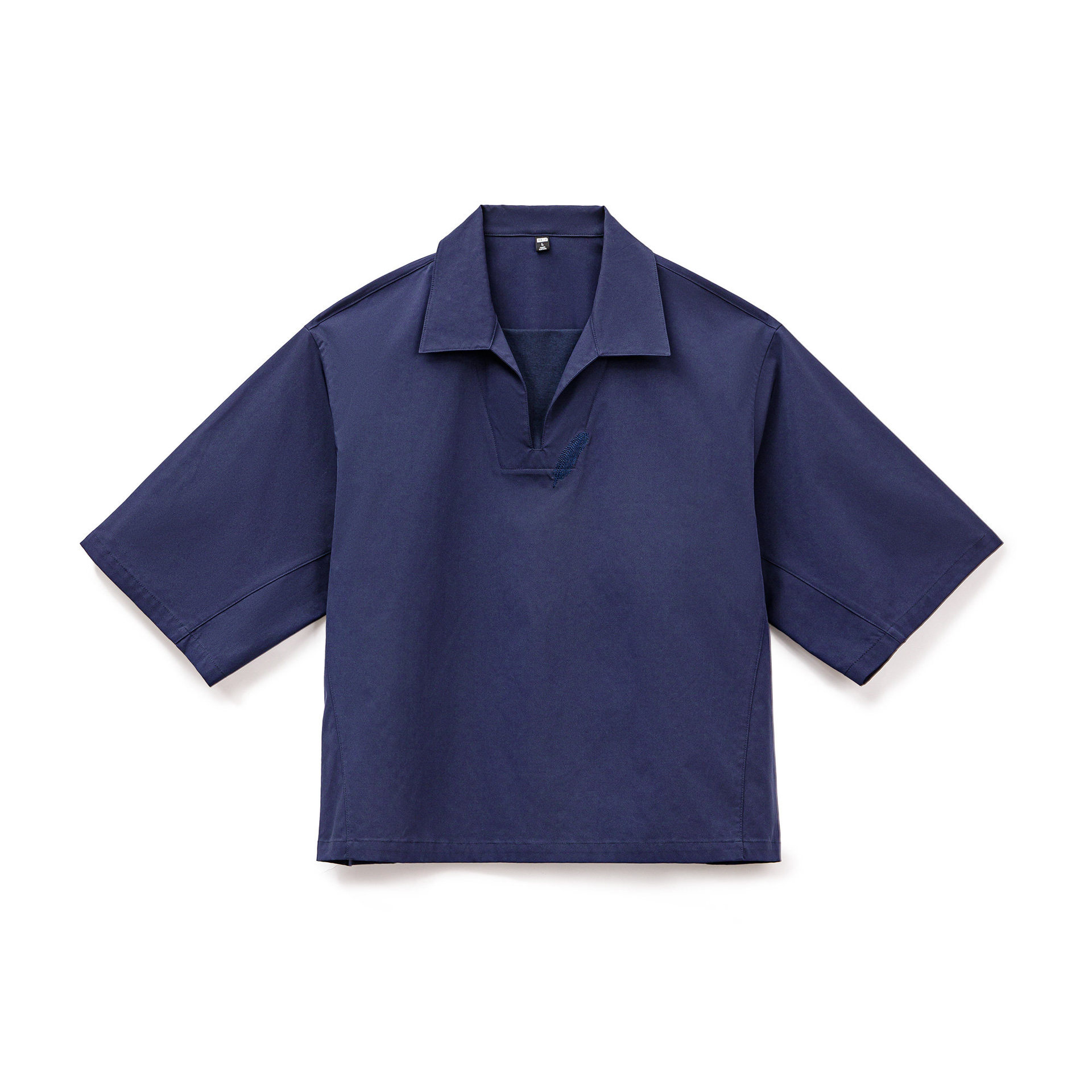 American Retro Collar Short Sleeved Loose Feather Embroidery V-Neck Thin T-Shirt