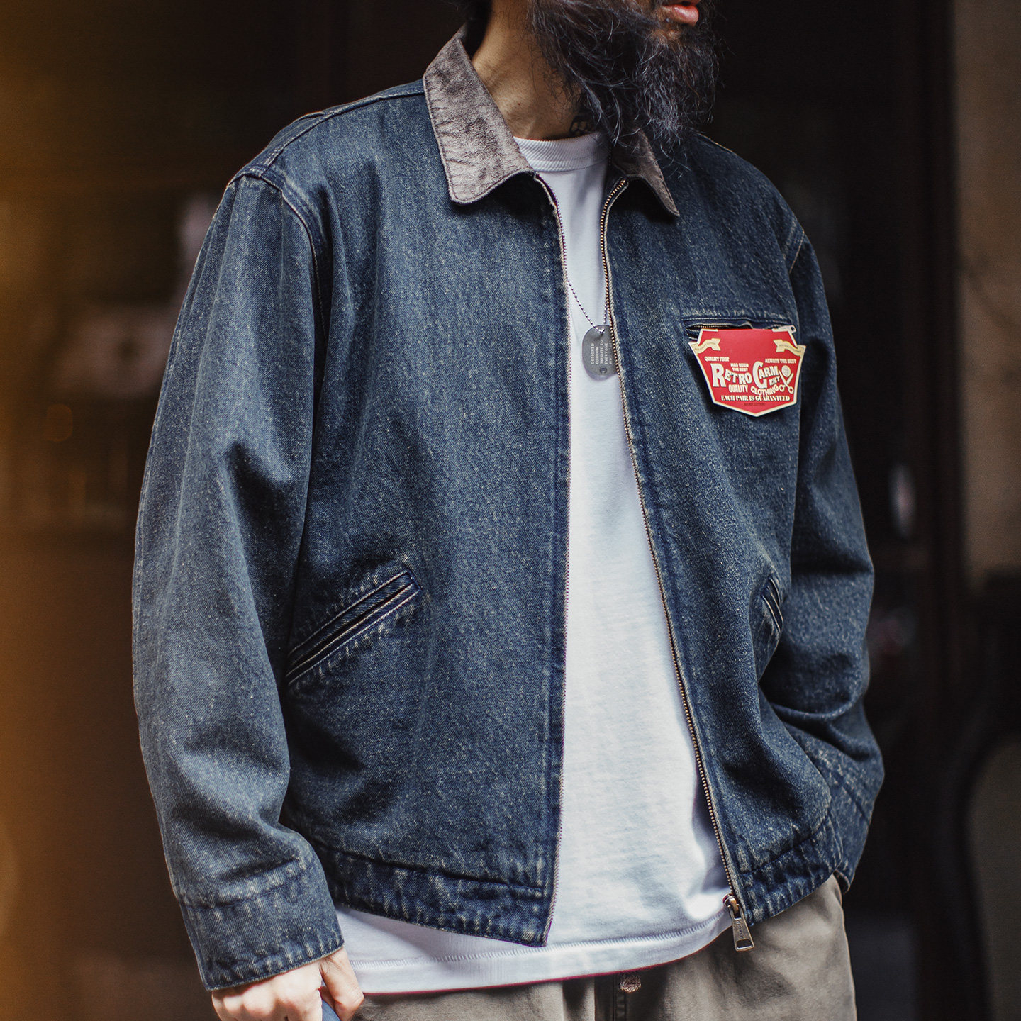American Retro Denim Detroit Jacket Washed And Worn Short Casual Lapel Jacket