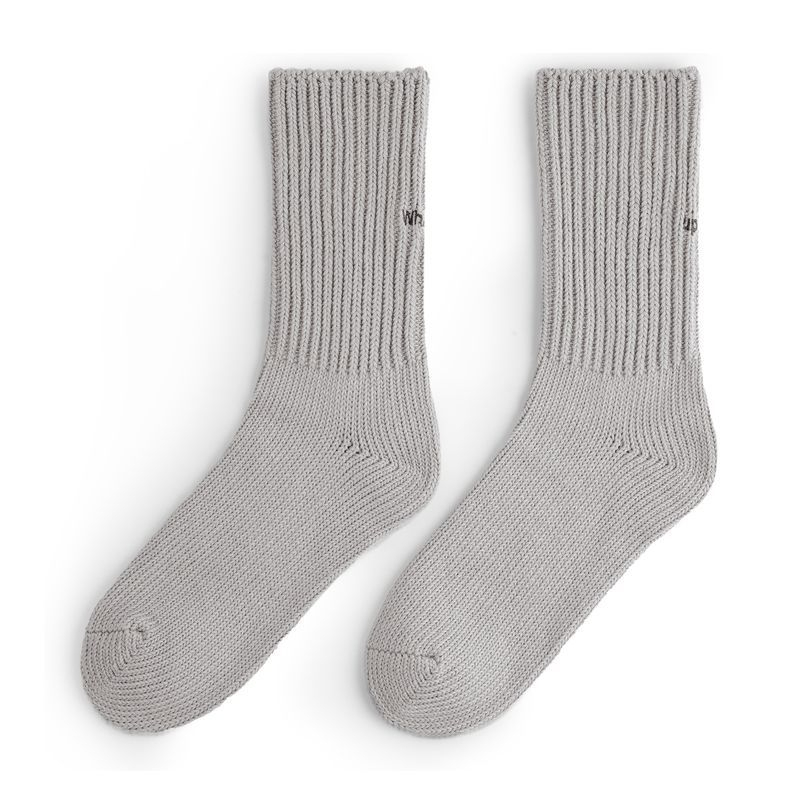 Maden retro thick thread embroidered knitted mid tube socks black sports breathable combed cotton long socks