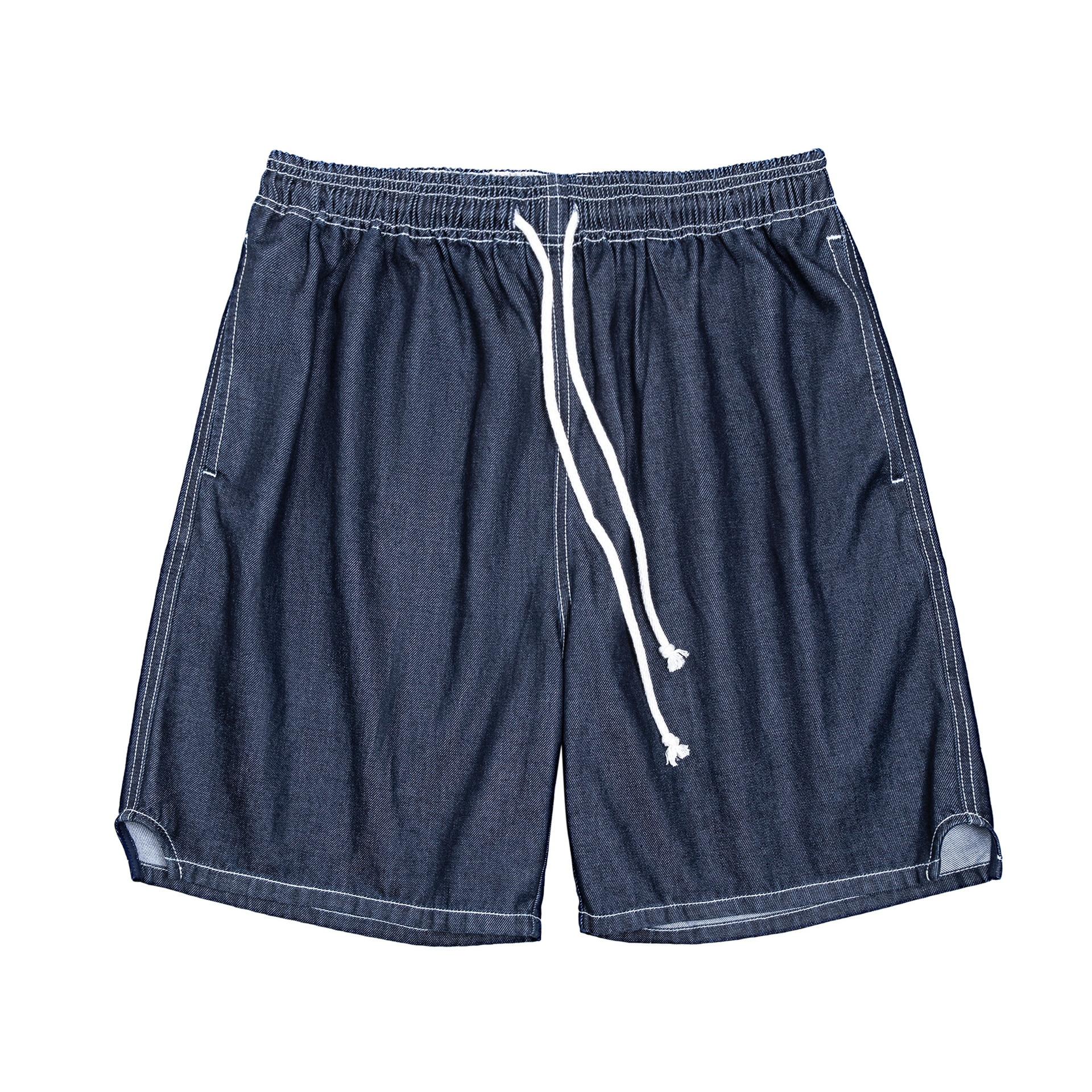 Maden casual ice leather denim shorts, denim cool cut cropped pants, loose fitting straight leg half pants