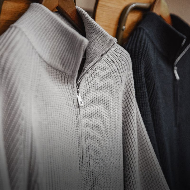 Maden Retro Half Zipper Stand up Collar Sweater Hoodie Bottom High Collar Knitted Top