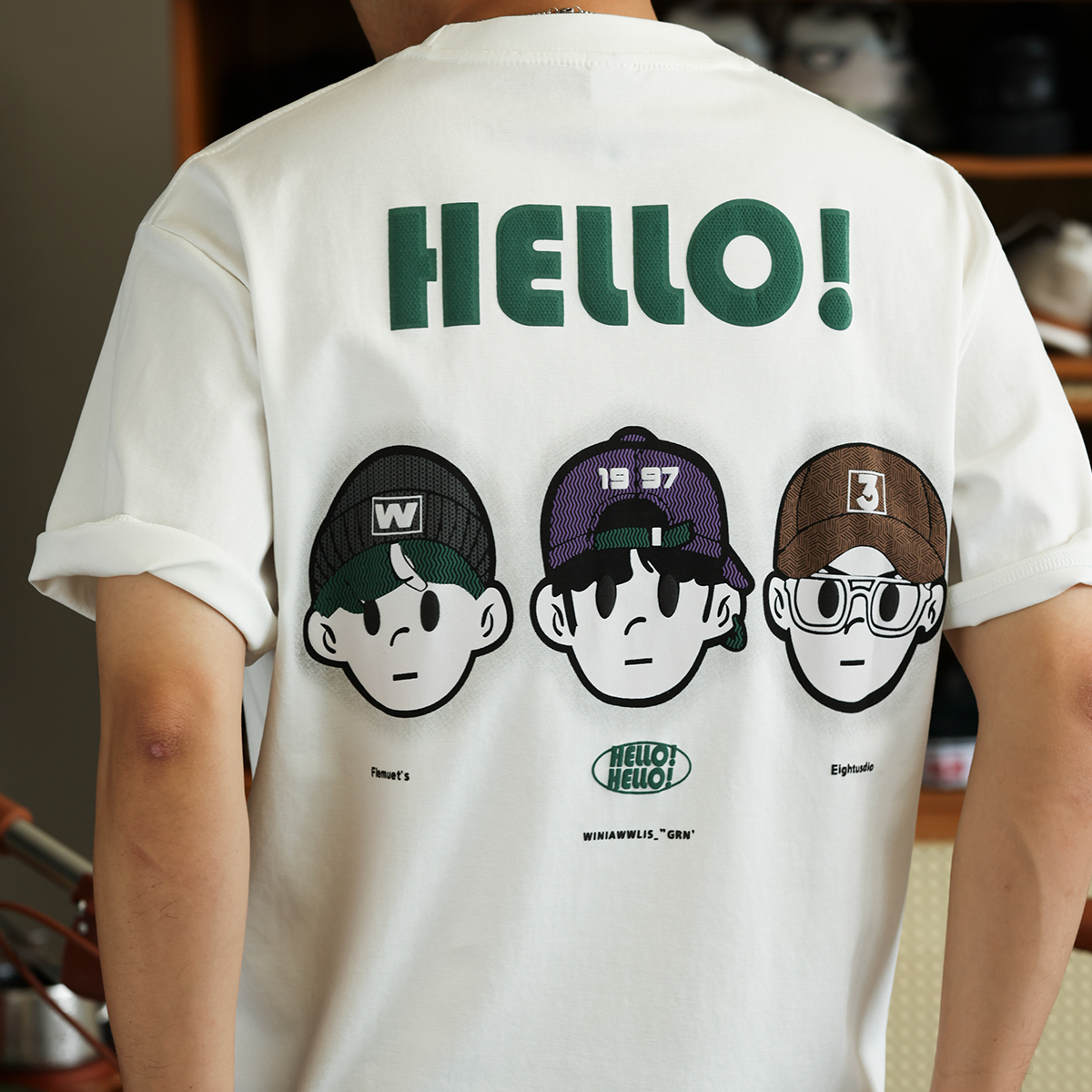 American casual embroidery men's summer artistic youth patch printed T-shirt