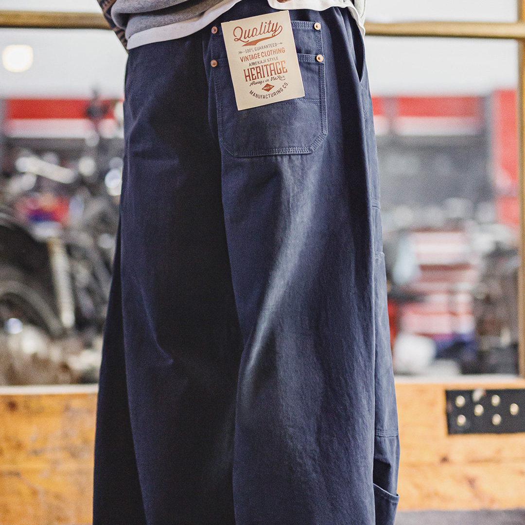 American Retro Washed Multi Pocket Pure Cotton Wide Leg Ankle Tied Casual Pants