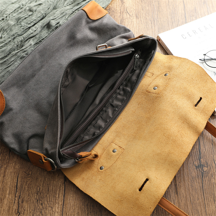 Men's retro casual large capacity hand-held canvas travel crossbody bag