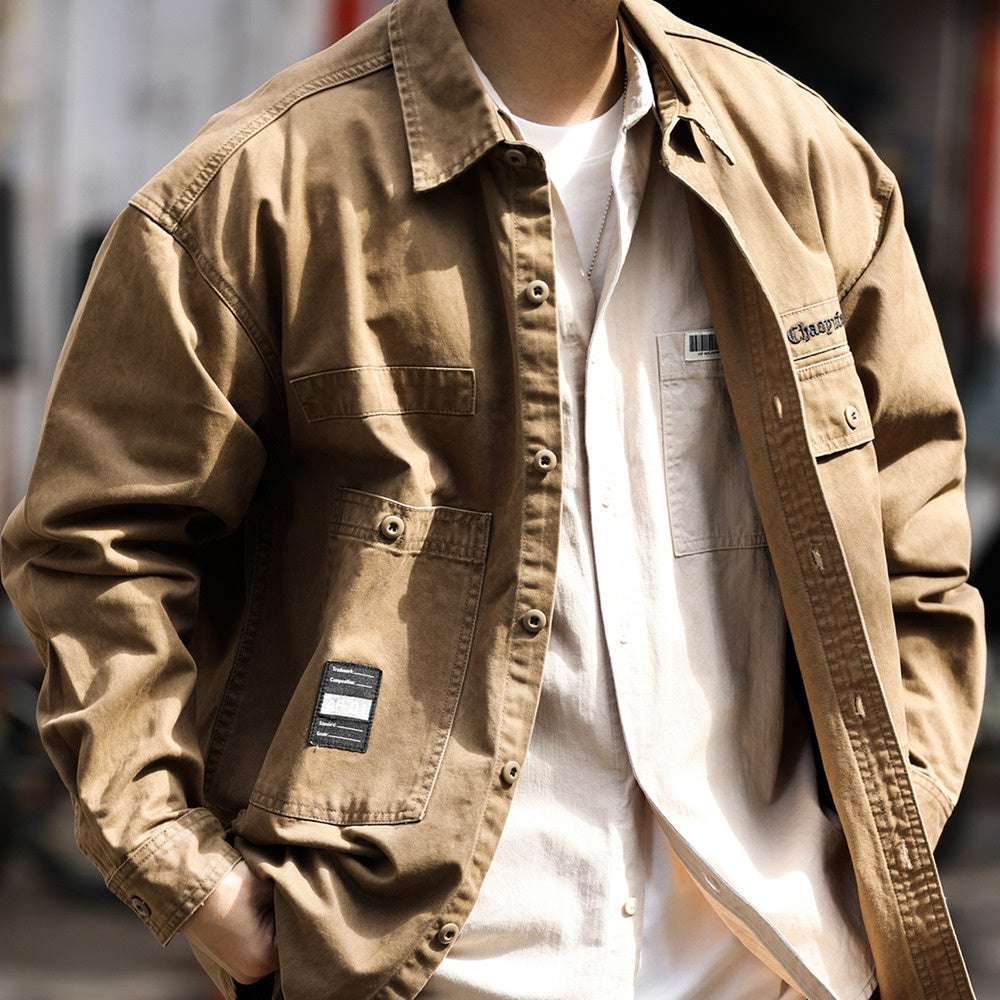Hardcore canvas workwear shirt jacket, pure cotton brushed hunting coat