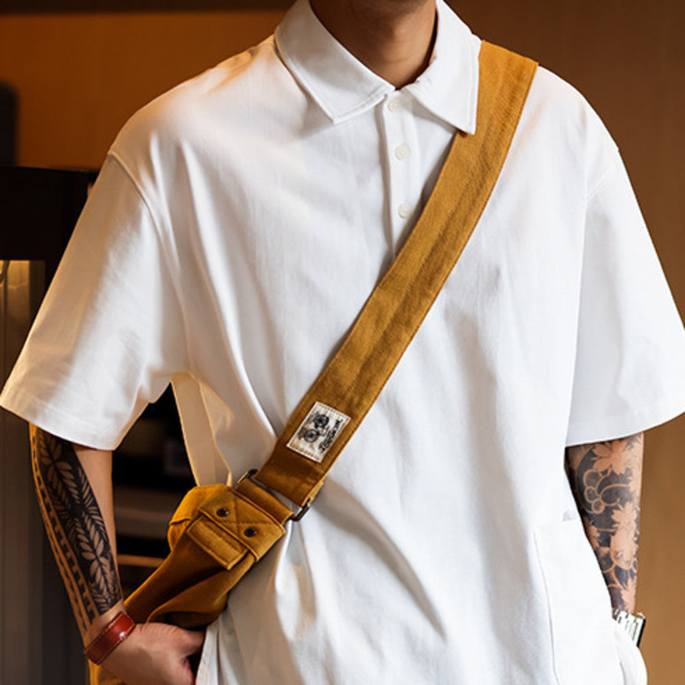 American pocket collar men's loose outdoor sports polo shirt