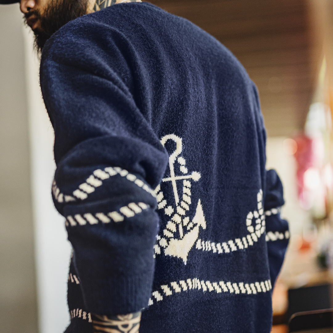 American-style Casual Navy Blue Pullover Knitted Inner Sweater