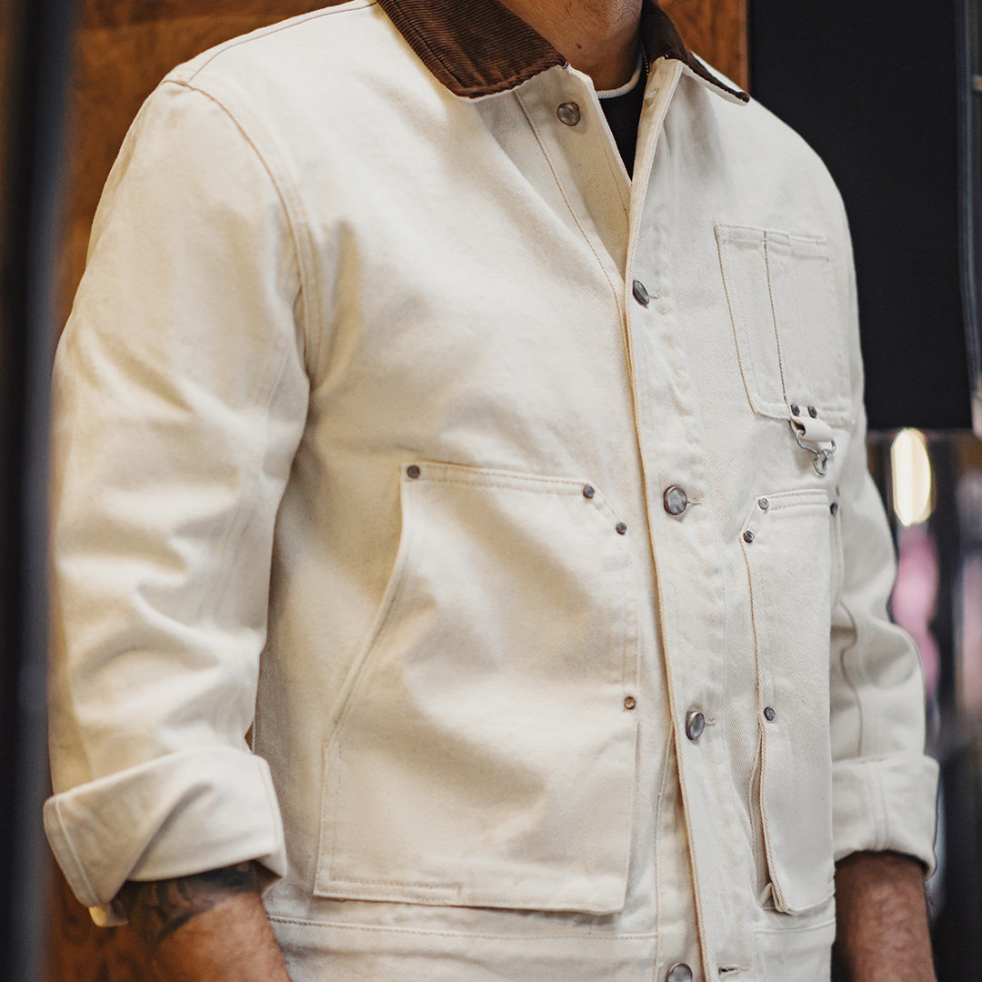 American Cotton Seed Shell J22 White Lapel French Corduroy Collar Jacket