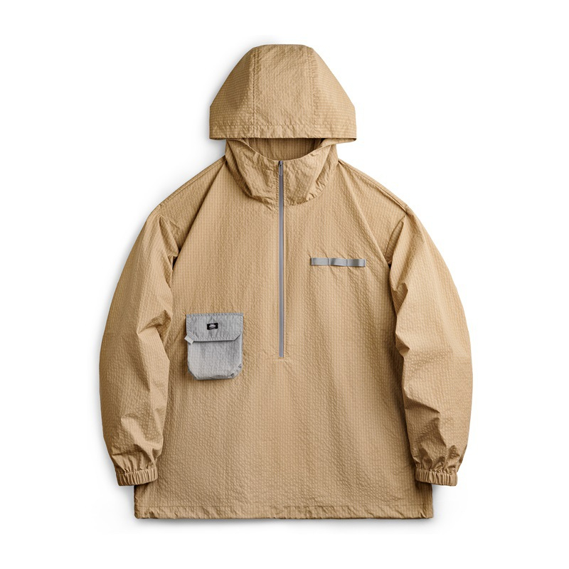 Magen Mountain style outdoor half-zipper pullover loose contrasting color thin hooded jacket