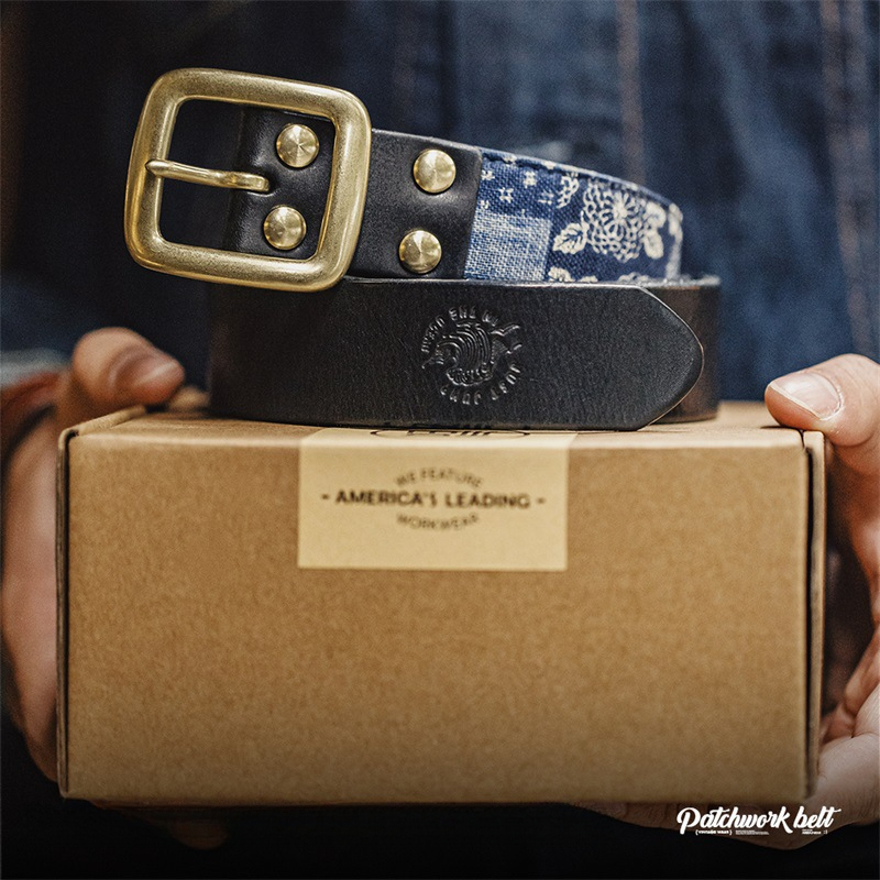 Maden Gubu Printing Baijiabu Plant Tanning Belt Cowhide Needle Buckle Vintage Belt