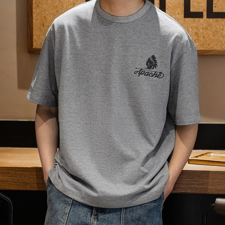 American retro Indian print loose round neck short sleeved T-shirt