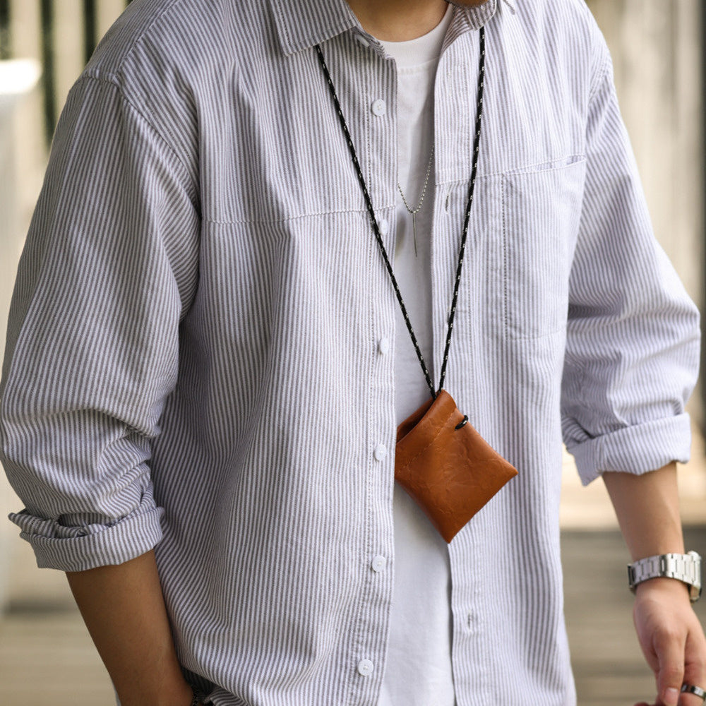 24S premium thin stripe long sleeved shirt made of pure cotton,  layered and artistic casual shirt