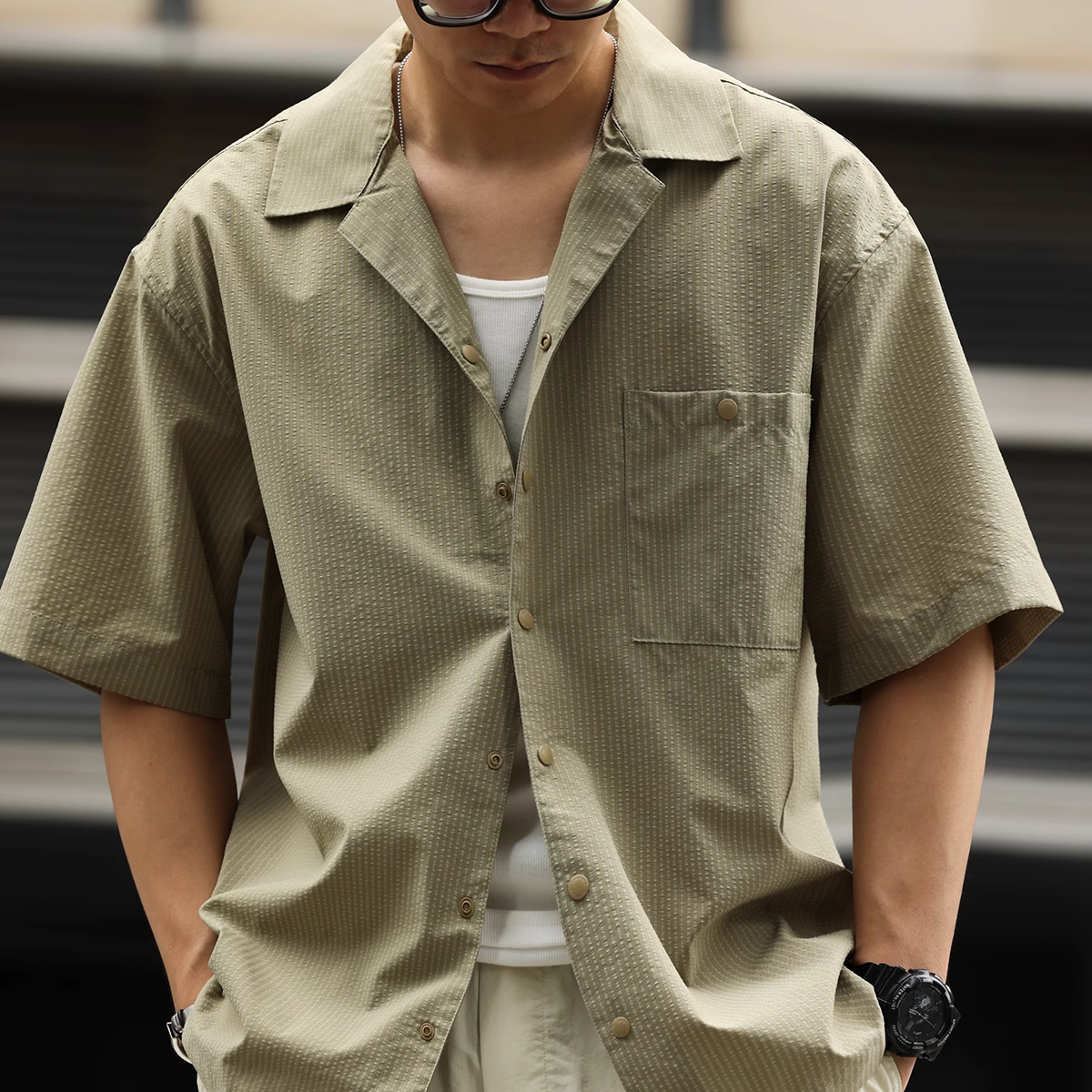 American style 120g plaid men's cool quick drying breathable shirt