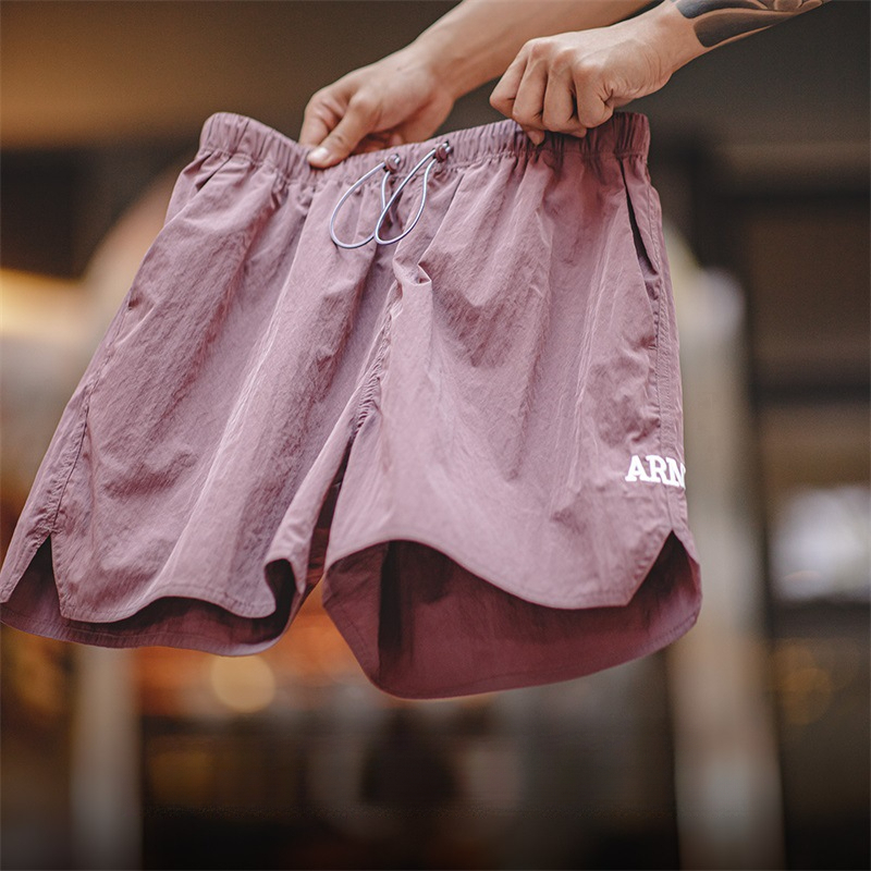 Maden Retro ARMY Training Sports Thin Letter Embroidered Straight Quarter Pants