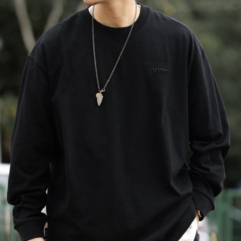 High density embroidered Indian cotton long sleeved T-shirt for men, l