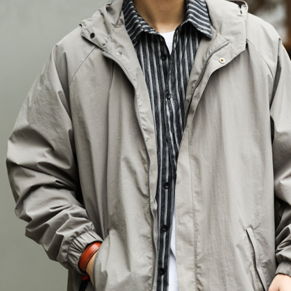 Casual hooded jacket, woven outdoor functional waterproof loose mountaineering jacket