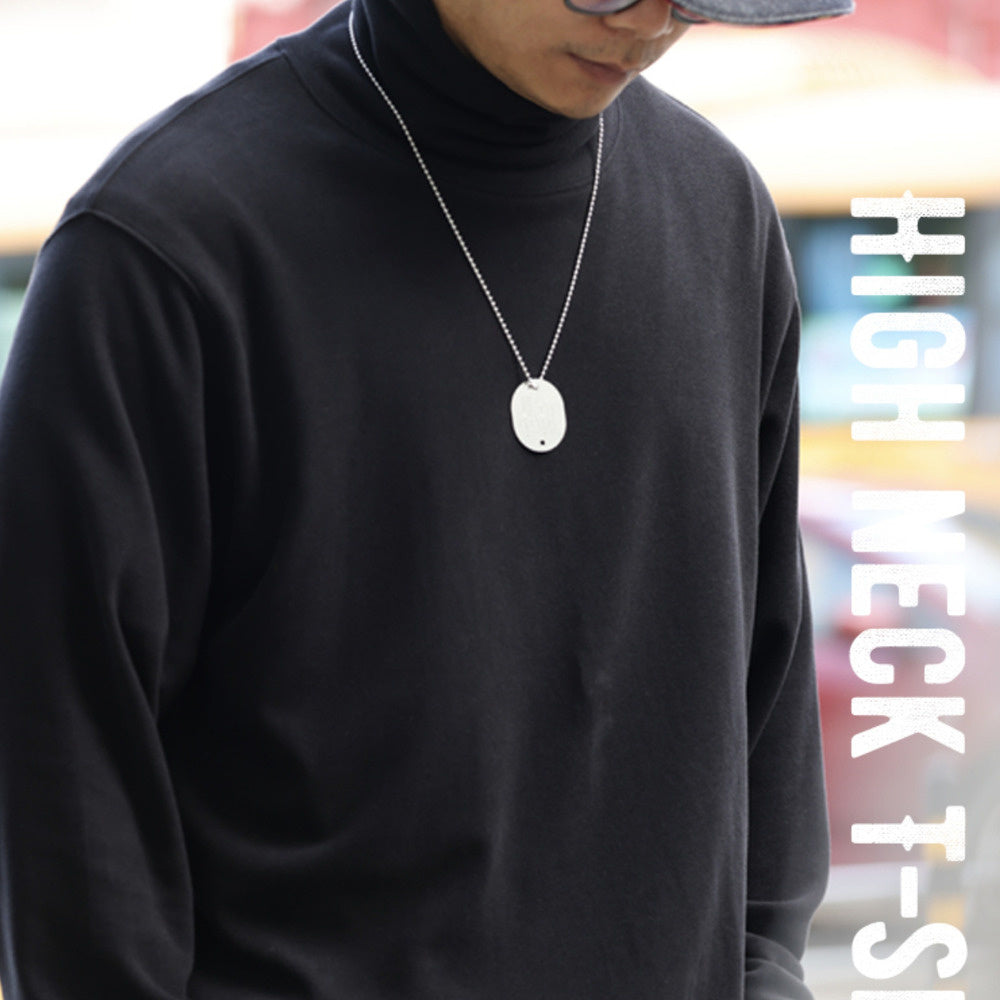 Double sided one-piece Australian fleece high neck base shirt 300g brushed casual long sleeved T-shirt